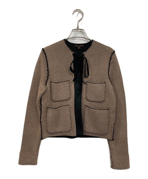 LOUIS VUITTON（ルイ ヴィトン）LOUIS VUITTON (ルイ ヴィトン) ノーカラーウールジャケット ブラウン サイズ:XSの古着・服飾アイテム