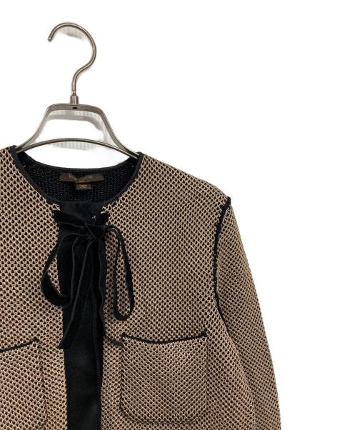 LOUIS VUITTON（ルイ ヴィトン）LOUIS VUITTON (ルイ ヴィトン) ノーカラーウールジャケット ブラウン サイズ:XSの古着・服飾アイテム
