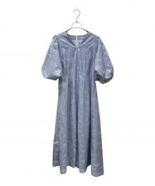 ne quittez pas（ヌキテパ）の古着「Cotton Stripe Wave Flower Foil Print Dress」｜ブルー