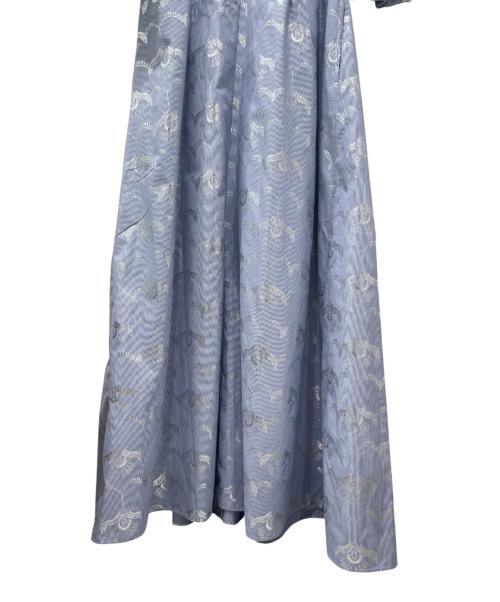 ne quittez pas（ヌキテパ）ne quittez pas (ヌキテパ) Cotton Stripe Wave Flower Foil Print Dress ブルー サイズ:Mの古着・服飾アイテム