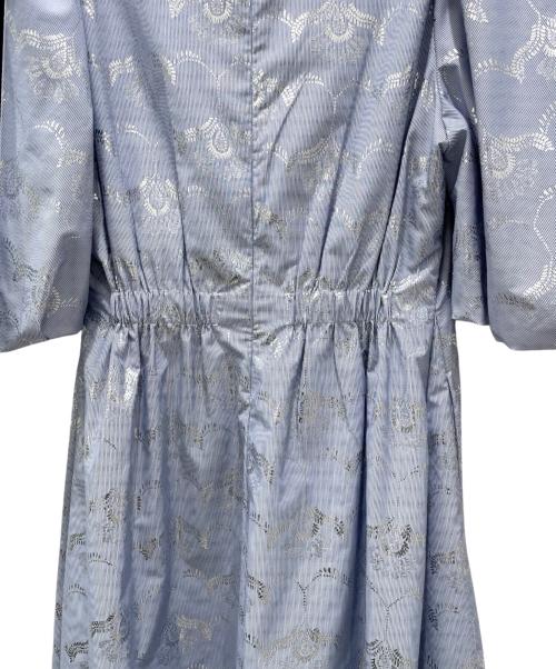 ne quittez pas（ヌキテパ）ne quittez pas (ヌキテパ) Cotton Stripe Wave Flower Foil Print Dress ブルー サイズ:Mの古着・服飾アイテム