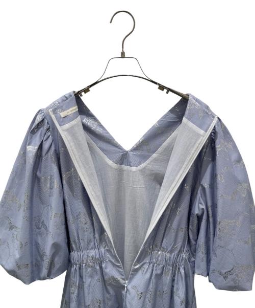ne quittez pas（ヌキテパ）ne quittez pas (ヌキテパ) Cotton Stripe Wave Flower Foil Print Dress ブルー サイズ:Mの古着・服飾アイテム