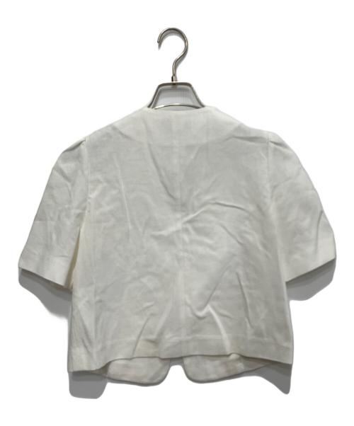 Loulou Willoughby（ルルウィルビー）Loulou Willoughby (ルルウィルビー) ブライトリネン半袖ジャケット ホワイト サイズ:2の古着・服飾アイテム