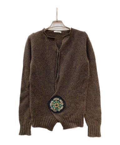 中古・古着通販】PRADA (プラダ) ビジュー装飾ニット ブラウン サイズ