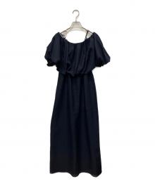 VERMEIL par iena（ヴェルメイユ パー イエナ）の古着「ボリューム袖ワンピース」｜ネイビー