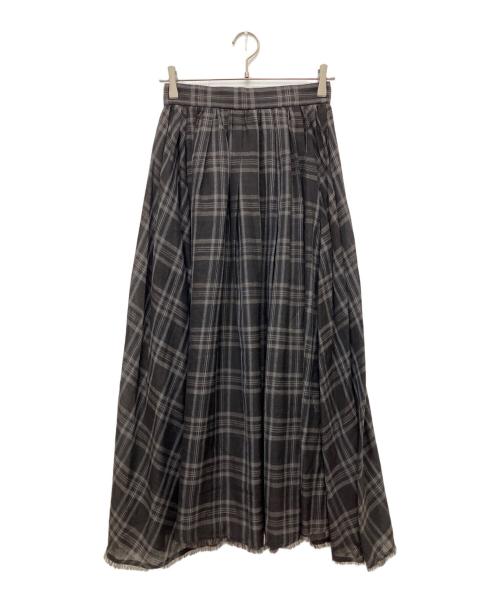 ebure（エブール）EBURE (エブール) ウールチェックギャザースカート ブラウン サイズ:36の古着・服飾アイテム