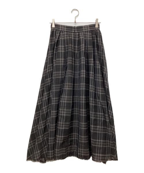 ebure（エブール）EBURE (エブール) ウールチェックギャザースカート ブラウン サイズ:36の古着・服飾アイテム