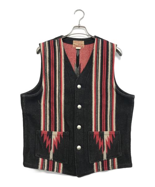 SUGAR CANE（シュガーケーン）SUGAR CANE (シュガーケーン) NATIVE AMERICAN WOOL BLANKET VEST ブラック×レッド サイズ:42の古着・服飾アイテム