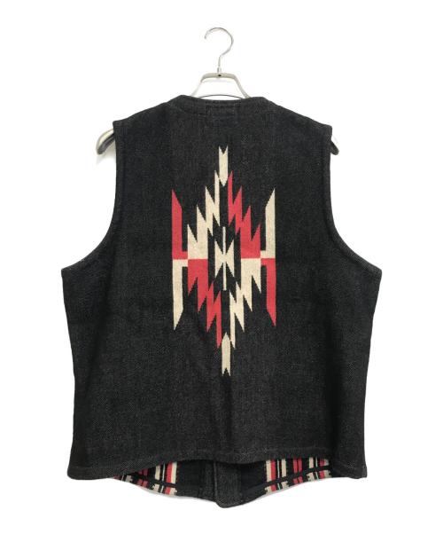 SUGAR CANE（シュガーケーン）SUGAR CANE (シュガーケーン) NATIVE AMERICAN WOOL BLANKET VEST ブラック×レッド サイズ:42の古着・服飾アイテム
