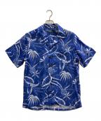 POLO RALPH LAURENポロ・ラルフローレン）の古着「総柄レーヨンオープンカラーシャツ」｜ブルー