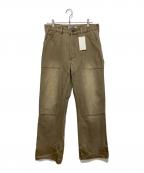 NO MAINTENANCEノーメンテナンス）の古着「Faded Bull Denim Double Knees」｜ベージュ