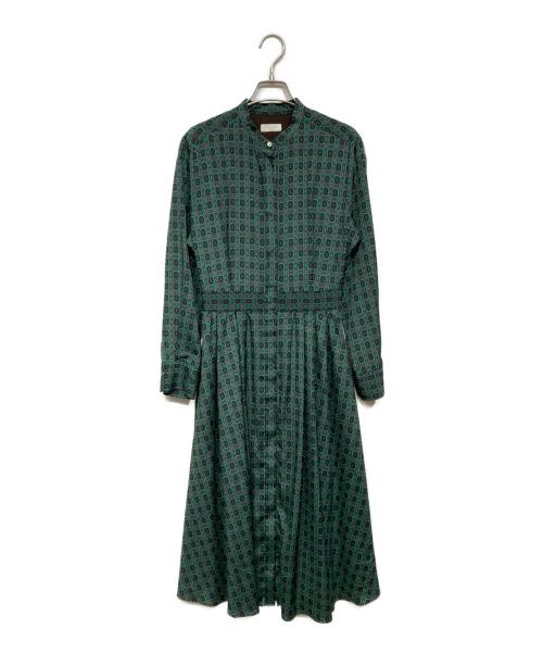 BALLSEY（ボールジィ）BALLSEY (ボールジィ) オクタゴンプリント スタンドカラーシャツワンピース グリーン サイズ:34の古着・服飾アイテム