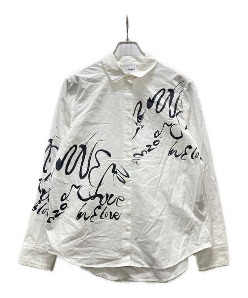 Desigual（デシグアル）Desigual (デシグアル) インク文字のシャツ ホワイト サイズ:Lの古着・服飾アイテム