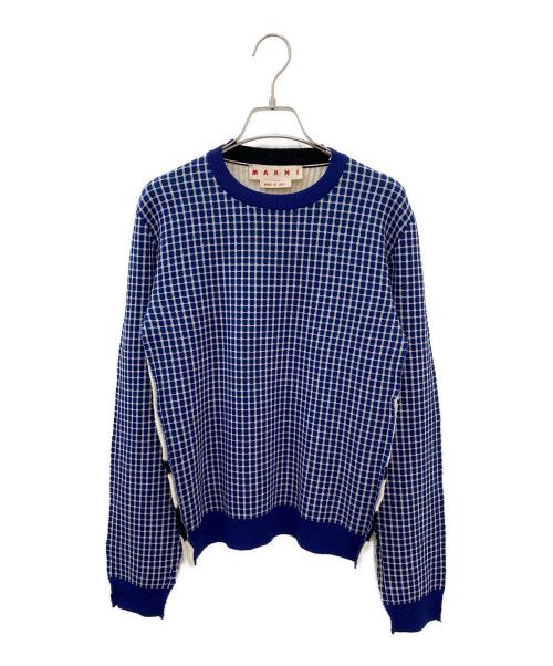 MARNI（マルニ）MARNI (マルニ) ハーフ＆ハーフニット ブルー サイズ:38の古着・服飾アイテム