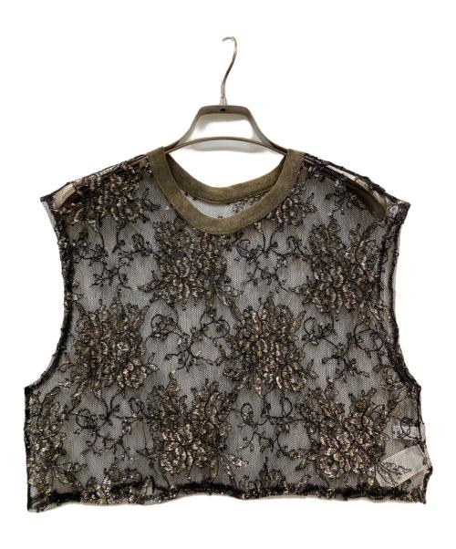 MARGE（マージ）MARGE (マージ) LACE SHORT GILLET オリーブ サイズ:Fの古着・服飾アイテム