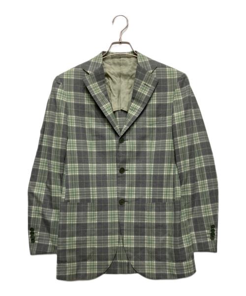 BEAMS F（ビームスエフ）BEAMS F (ビームスエフ) チェック3Bジャケット/チェックテーラードジャケット グリーン サイズ:88の古着・服飾アイテム