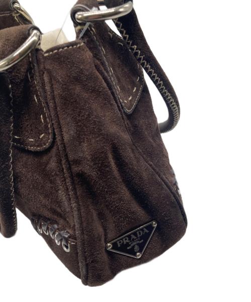 PRADA（プラダ）PRADA (プラダ) スウェードハンドバッグ ブラウンの古着・服飾アイテム