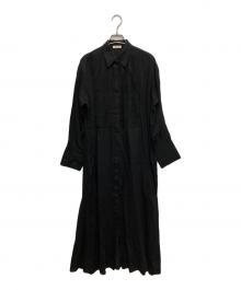 DES PRES（デ プレ）の古着「リネンラミーシルク マーメイドフレアシャツワンピース」｜ブラック