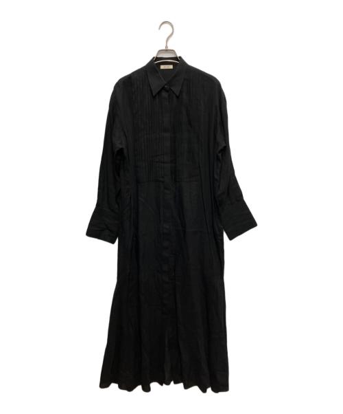 DES PRES（デ プレ）DES PRES (デ プレ) リネンラミーシルク マーメイドフレアシャツワンピース ブラック サイズ:34の古着・服飾アイテム