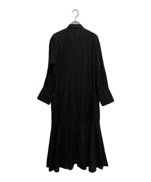 DES PRES（デ プレ）DES PRES (デ プレ) リネンラミーシルク マーメイドフレアシャツワンピース ブラック サイズ:34の古着・服飾アイテム