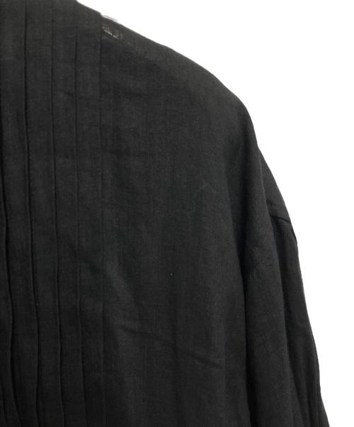 DES PRES（デ プレ）DES PRES (デ プレ) リネンラミーシルク マーメイドフレアシャツワンピース ブラック サイズ:34の古着・服飾アイテム