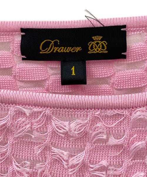DRAWER（ドゥロワー）DRAWER (ドゥロワー) 16Gフリンジ編みニット ピンク サイズ:1の古着・服飾アイテム