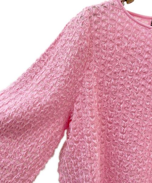 DRAWER（ドゥロワー）DRAWER (ドゥロワー) 16Gフリンジ編みニット ピンク サイズ:1の古着・服飾アイテム