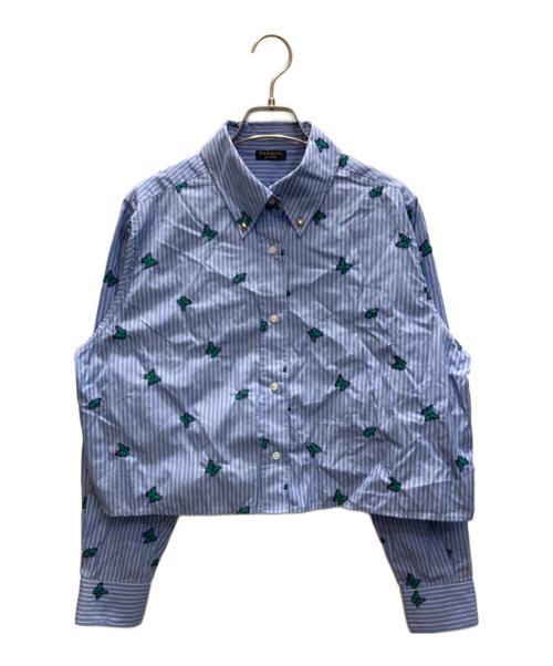 VERMEIL par iena（ヴェルメイユ パー イエナ）VERMEIL par iena (ヴェルメイユ パー イエナ) コットン刺繍クロップドシャツ ブルー サイズ:Freeの古着・服飾アイテム