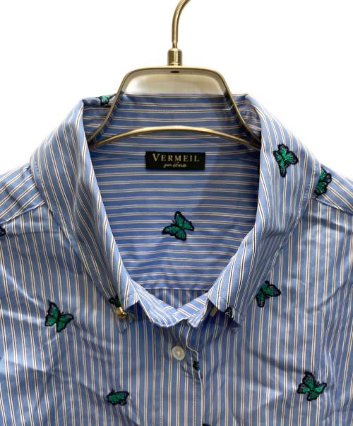 VERMEIL par iena（ヴェルメイユ パー イエナ）VERMEIL par iena (ヴェルメイユ パー イエナ) コットン刺繍クロップドシャツ ブルー サイズ:Freeの古着・服飾アイテム