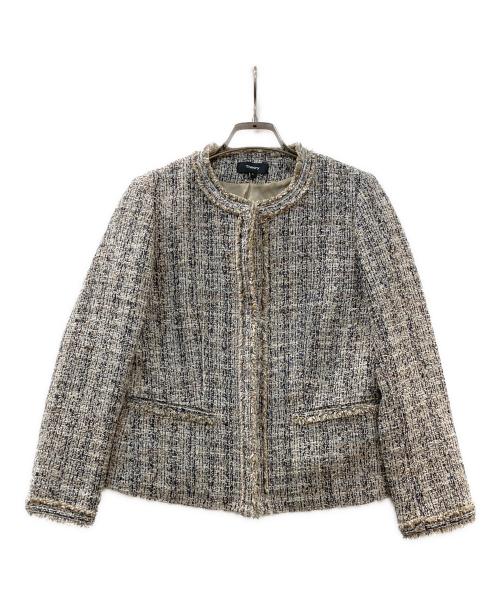 theory（セオリー）theory (セオリー) Beverly Tweed Fringe Slim JKT ブラウンの古着・服飾アイテム