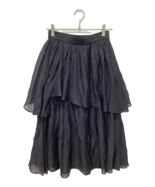 23区（ニジュウサンク）23区 (ニジュウサンク) シアーツイル ティアードスカート ブラック サイズ:38の古着・服飾アイテム