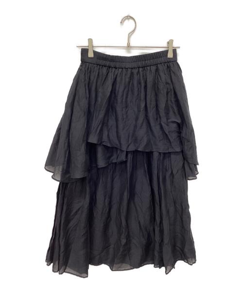23区（ニジュウサンク）23区 (ニジュウサンク) シアーツイル ティアードスカート ブラック サイズ:38の古着・服飾アイテム