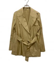 Aquascutum（アクアスキュータム）の古着「シルクハーフトレンチコート」｜ベージュ
