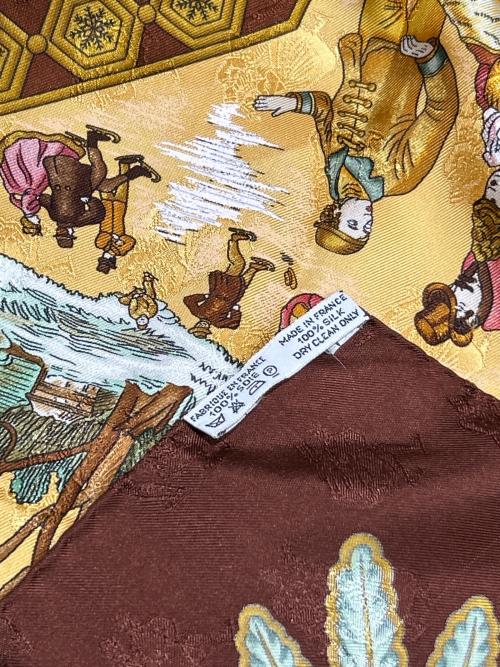 HERMES（エルメス）HERMES (エルメス) Carre 90/カレ 90/joies d' hiver/冬の愉しみ ブラウン サイズ:90の古着・服飾アイテム