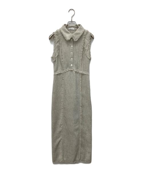 FRAY ID（フレイ アイディー）FRAY ID (フレイ アイディー) フリンジデザインツイードポロワンピース ベージュ サイズ:1 未使用品の古着・服飾アイテム