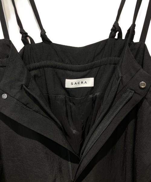 SACRA（サクラ）SACRA (サクラ) ACETATE BRIGHT TWILL SALOPETTE ブラック サイズ:38の古着・服飾アイテム