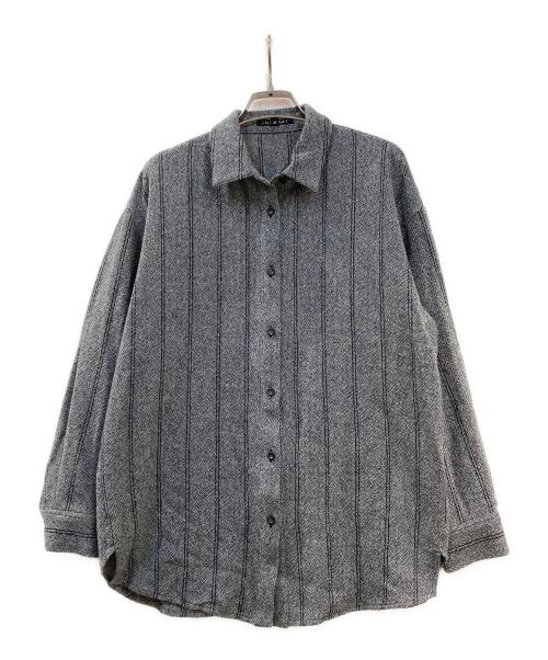 INDIVI（インディヴィ）INDIVI (インディヴィ) ストライプ柄ビックシャツ グレー サイズ:38の古着・服飾アイテム