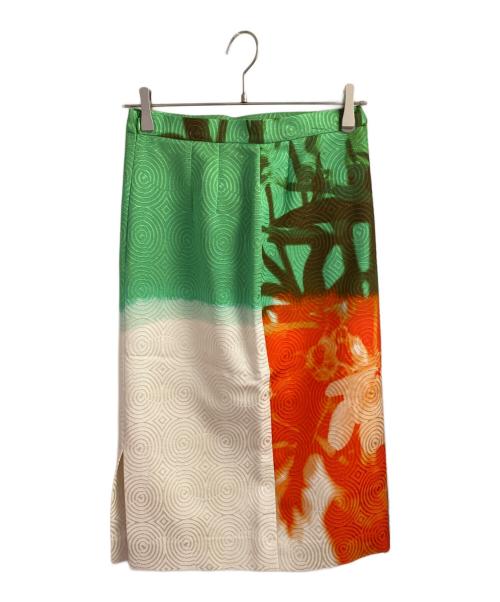DRIES VAN NOTEN（ドリスヴァンノッテン）DRIES VAN NOTEN (ドリスヴァンノッテン) プリントジャガードスカート グリーン サイズ:34の古着・服飾アイテム