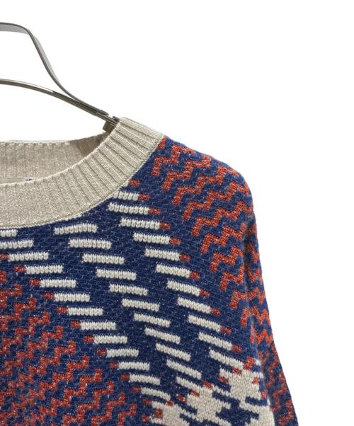 DRIES VAN NOTEN（ドリスヴァンノッテン）DRIES VAN NOTEN (ドリスヴァンノッテン) クルーネックジャガードニット ブルー×アイボリー サイズ:Ｓの古着・服飾アイテム
