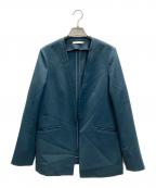 icBアイシービー）の古着「ウール2WAYストレッチ ノーカラージャケット」｜グリーン