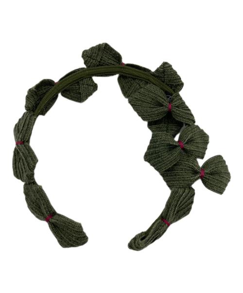 Jennifer Ouellette（ジェニファー オレット）Jennifer Ouellette (ジェニファー オレット) ストローボウトリミッドカチューシャ グリーンの古着・服飾アイテム