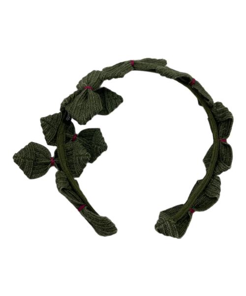 Jennifer Ouellette（ジェニファー オレット）Jennifer Ouellette (ジェニファー オレット) ストローボウトリミッドカチューシャ グリーンの古着・服飾アイテム