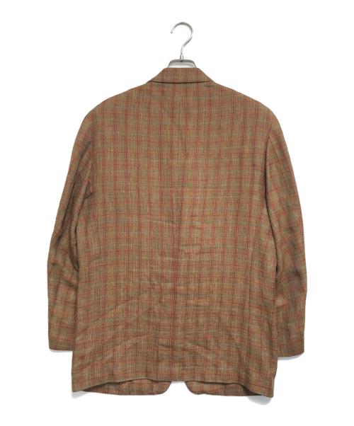 Christian Dior（クリスチャン ディオール）Christian Dior (クリスチャン ディオール) 3Bチェックテーラードジャケット ブラウン×レッド サイズ:Mの古着・服飾アイテム