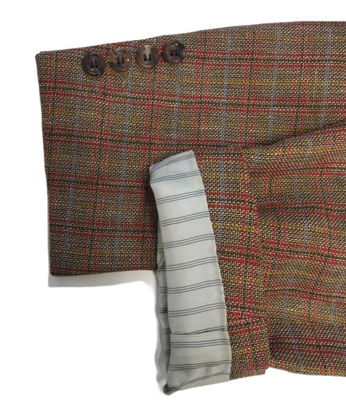 Christian Dior（クリスチャン ディオール）Christian Dior (クリスチャン ディオール) 3Bチェックテーラードジャケット ブラウン×レッド サイズ:Mの古着・服飾アイテム