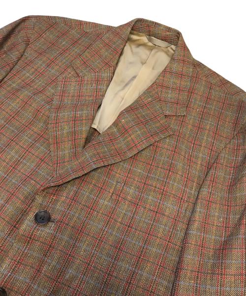 Christian Dior（クリスチャン ディオール）Christian Dior (クリスチャン ディオール) 3Bチェックテーラードジャケット ブラウン×レッド サイズ:Mの古着・服飾アイテム