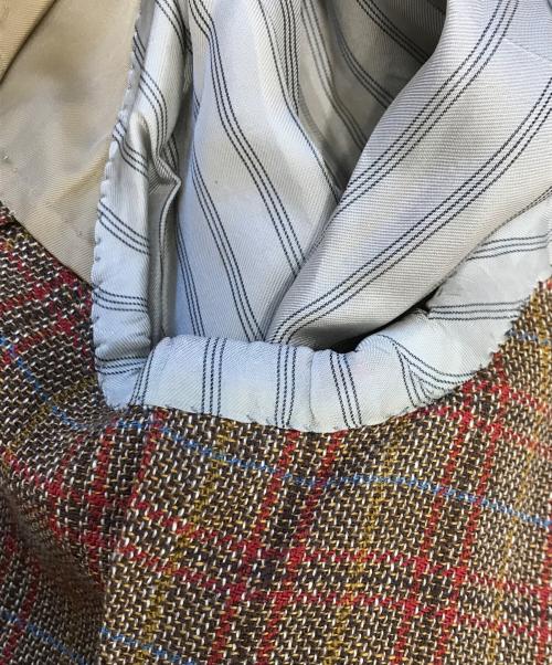 Christian Dior（クリスチャン ディオール）Christian Dior (クリスチャン ディオール) 3Bチェックテーラードジャケット ブラウン×レッド サイズ:Mの古着・服飾アイテム