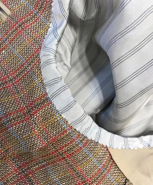 Christian Dior（クリスチャン ディオール）Christian Dior (クリスチャン ディオール) 3Bチェックテーラードジャケット ブラウン×レッド サイズ:Mの古着・服飾アイテム