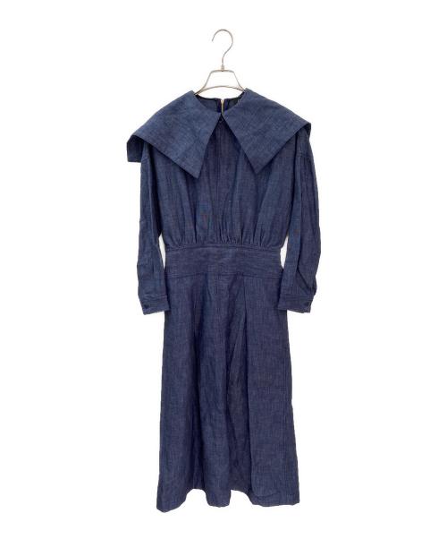 DRAWER（ドゥロワー）DRAWER (ドゥロワー) セーラーカラーロングワンピース インディゴ サイズ:36の古着・服飾アイテム