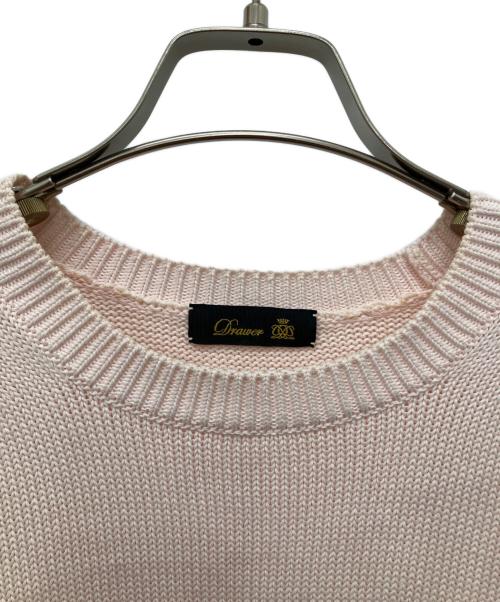 DRAWER（ドゥロワー）Drawer (ドゥロワー) 7Gコットン天竺クルーネックニット ピンク サイズ:Freeの古着・服飾アイテム