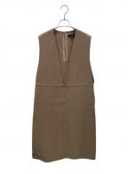 DRAWERドゥロワー）の古着「ウールケヌキノースリーブワンピース」｜ベージュ
